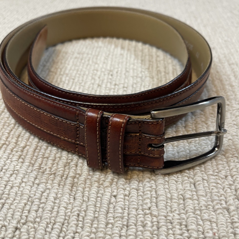 MEZLAN Men's Size 44  Brown Leather Dress Casual Belt Made In Spain